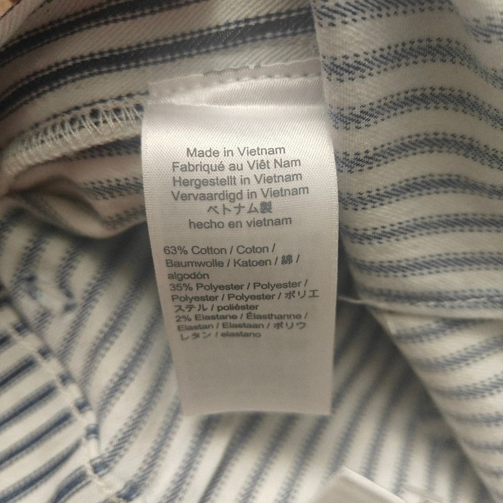 NWT J.Crew Denim Hickory‎ Stripe Tie-Waist Pencil Skirt Blue White Size 25 AO470 - Picture 9 of 11